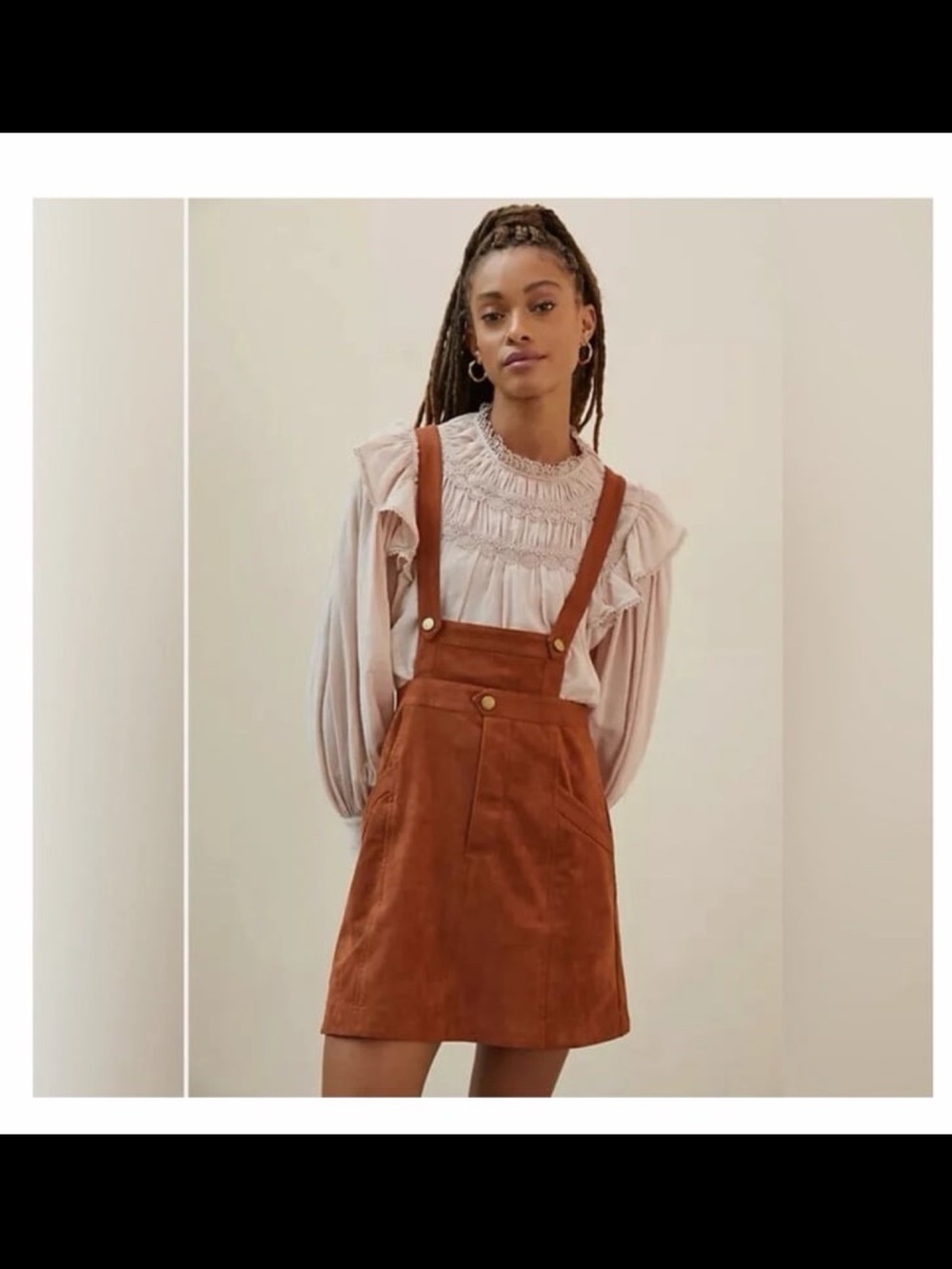 Anthropologie faux suede pinafore